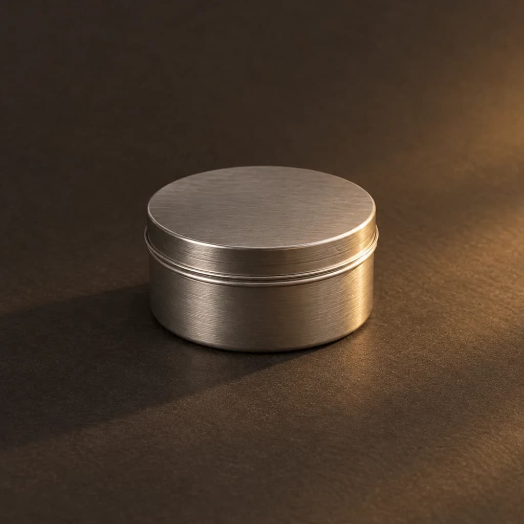 Closed body butter tin with a plain silver lid